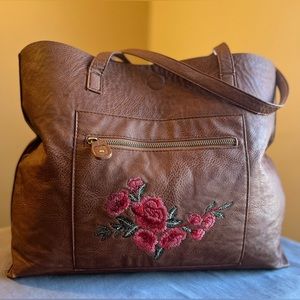 Rose Embroidered Shoulder Bag